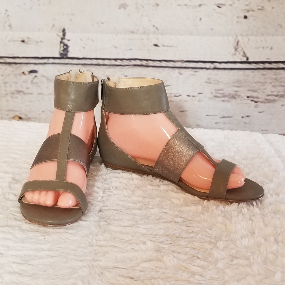Calvin Klein Sage Leather Metallic Gladiato…